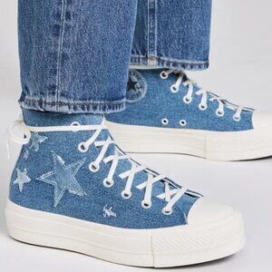 CONVERSE Chuck Taylor All Star Lift Women's Denim High Top Platform Shoes Size 8